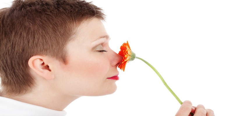 smelling woman flower smells